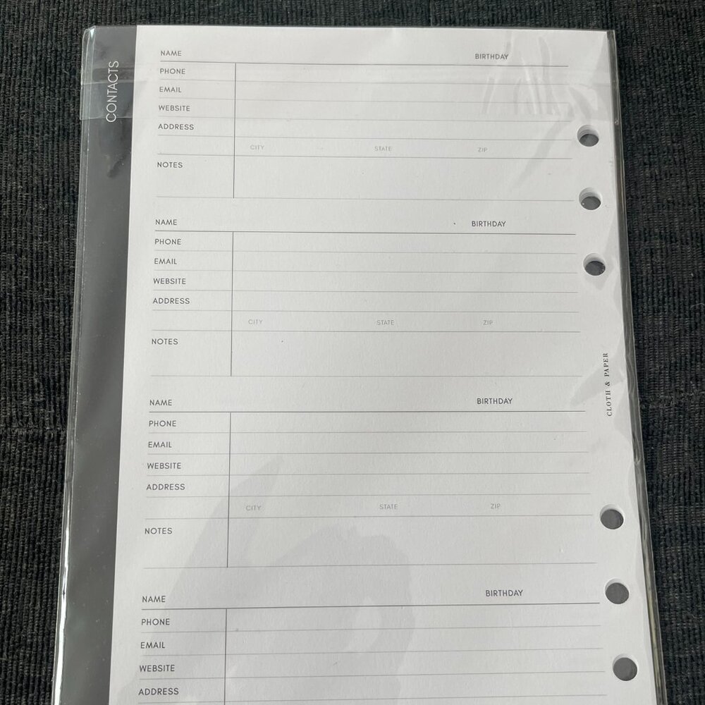 Cloth and Paper - Contacts Inserts (A5)